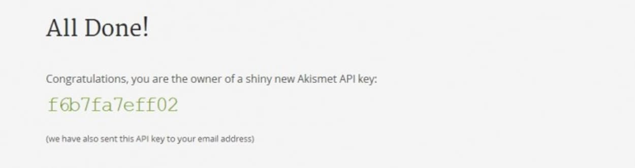 Akismet API key.