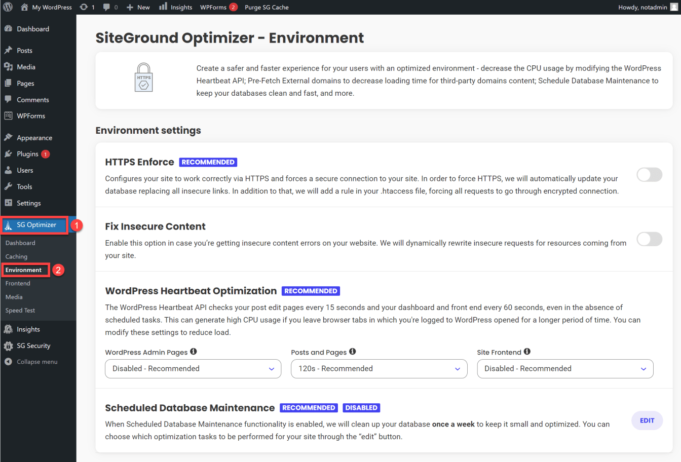Go to the Environment section of the SG Optimizer plugin.